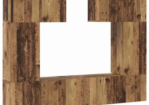 Set comodă TV cu raft cu depozitare cu ușă 6 pcs Lemn vechi 80 x 30 x 30 cm - 2/5