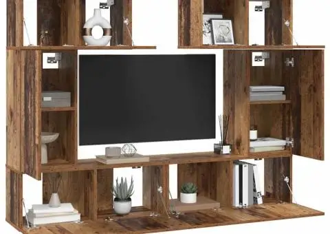 Set comodă TV cu raft cu depozitare cu ușă 6 pcs Lemn vechi 80 x 30 x 30 cm - 3/5