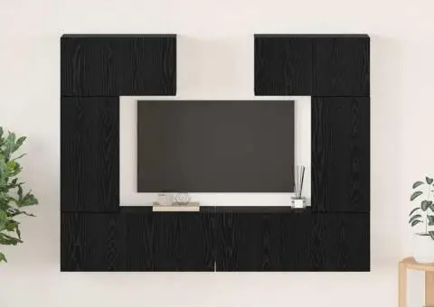 Set comodă TV 6 pcs Stejar negru 80 x 30 x 30 cm Lemn compozit - 1/5
