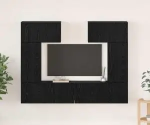 vidaXL Set comodă TV 6 pcs Stejar negru 80 x 30 x 30 cm Lemn compozit
