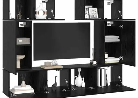 Set comodă TV 6 pcs Stejar negru 80 x 30 x 30 cm Lemn compozit - 3/5