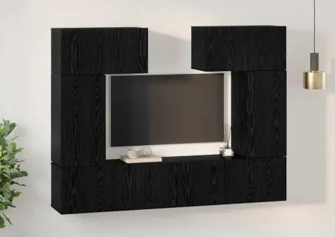 Set comodă TV 6 pcs Stejar negru 80 x 30 x 30 cm Lemn compozit - 4/5