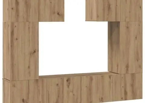 Set comodă TV cu raft 6 pcs stejar artizanal 80 x 30 x 30 cm - 2/5