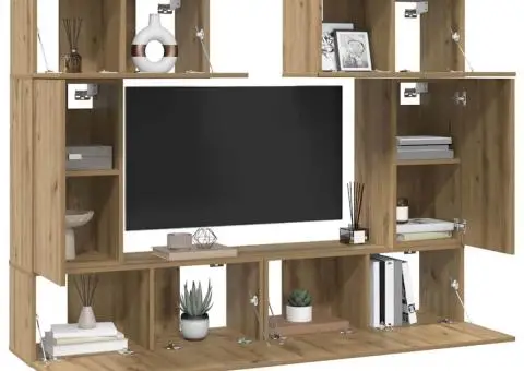 Set comodă TV cu raft 6 pcs stejar artizanal 80 x 30 x 30 cm - 3/5