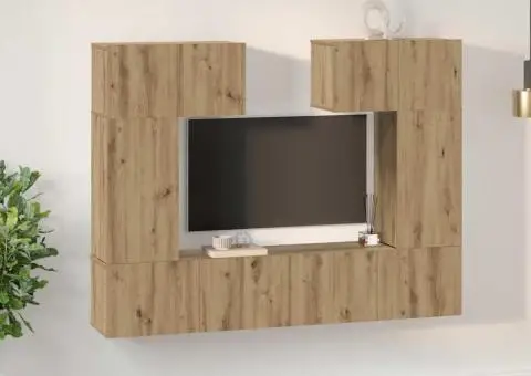 Set comodă TV cu raft 6 pcs stejar artizanal 80 x 30 x 30 cm - 4/5