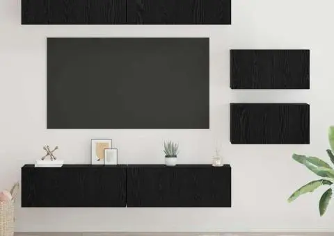 Set comodă TV Pe perete 6 pcs Stejar negru 80 x 30 x 30.5 cm - 1/5