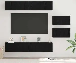 vidaXL Set comodă TV Pe perete 6 pcs Stejar negru 80 x 30 x 30.5 cm