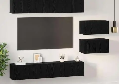 Set comodă TV Pe perete 6 pcs Stejar negru 80 x 30 x 30.5 cm - 4/5