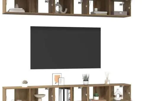 Set comodă TV cu raft 6 pcs stejar artizanal 60 x 30 x 35 cm - 3/5