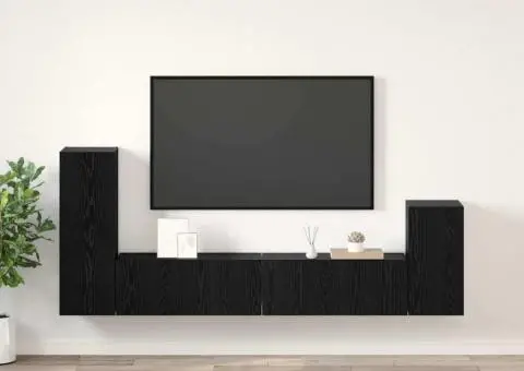 Dulap pentru TV pe Perete 4 pcs Stejar negru Lemn compozit - 1/5