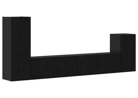 Dulap pentru TV pe Perete 4 pcs Stejar negru Lemn compozit - 2/5