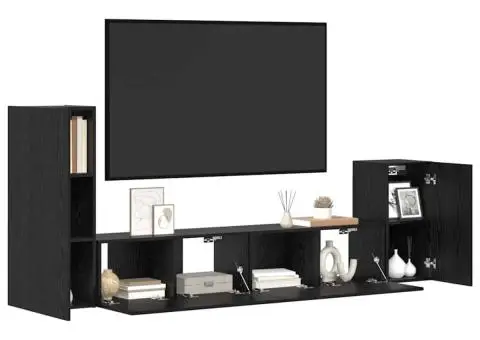 Dulap pentru TV pe Perete 4 pcs Stejar negru Lemn compozit - 3/5