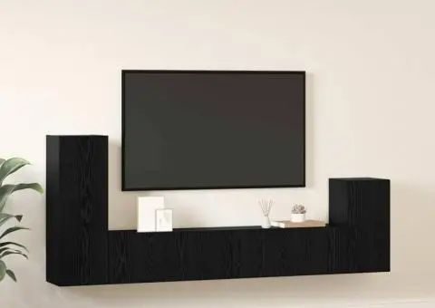 Dulap pentru TV pe Perete 4 pcs Stejar negru Lemn compozit - 4/5