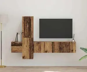 vidaXL Set comodă TV cu raft Pe perete 5 pcs Lemn vechi Mediu Lemn compozit