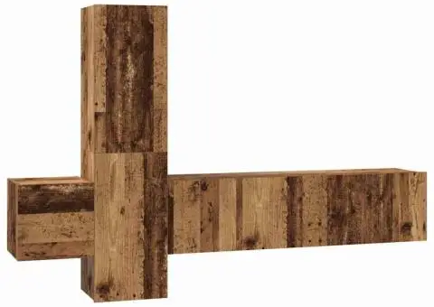 Set comodă TV cu raft Pe perete 5 pcs Lemn vechi Mediu Lemn compozit - 2/5