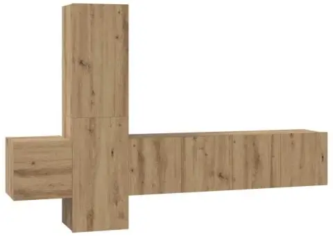 Set comodă TV 5 pcs stejar artizanal Mediu Lemn compozit - 2/5