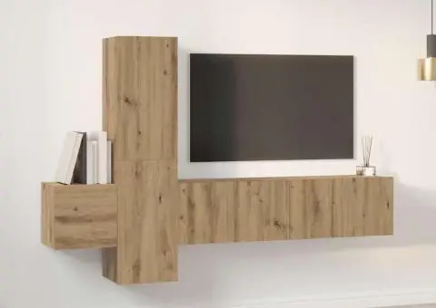 Set comodă TV 5 pcs stejar artizanal Mediu Lemn compozit - 4/5