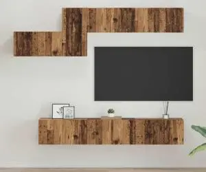 vidaXL Set comodă TV 7 pcs Lemn vechi 60 x 30 x 30 cm Lemn compozit