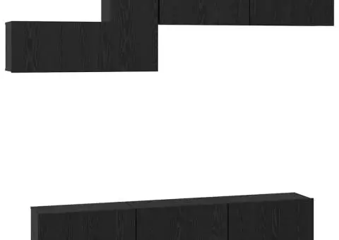 Set comodă TV 7 pcs Stejar negru 60 x 30 x 30 cm Lemn compozit - 2/5