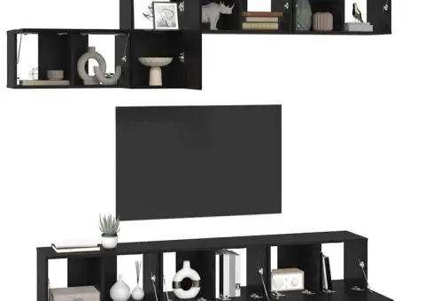 Set comodă TV 7 pcs Stejar negru 60 x 30 x 30 cm Lemn compozit - 3/5