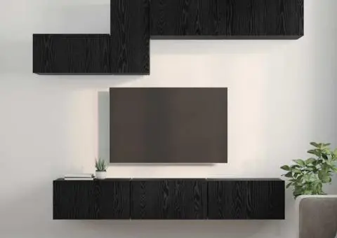 Set comodă TV 7 pcs Stejar negru 60 x 30 x 30 cm Lemn compozit - 4/5