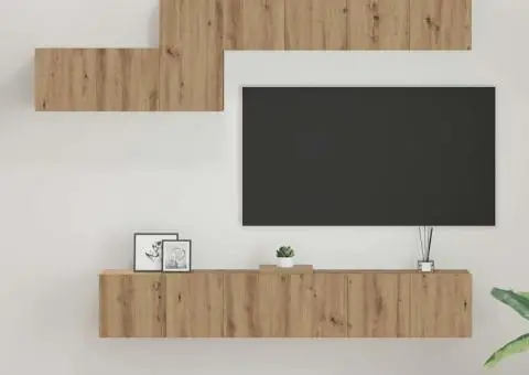 Set comodă TV cu sertar cu raft Pe perete Altele 7 pcs stejar artizanal 60 x 30 x 30 cm - 1/5