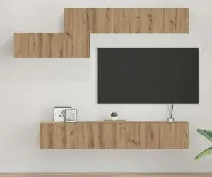 vidaXL Set comodă TV cu sertar cu raft Pe perete Altele 7 pcs stejar artizanal 60 x 30 x 30 cm