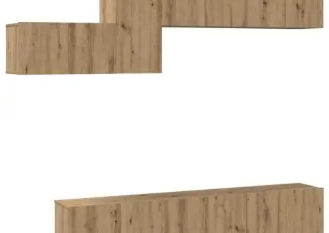 Set comodă TV cu sertar cu raft Pe perete Altele 7 pcs stejar artizanal 60 x 30 x 30 cm - 2/5