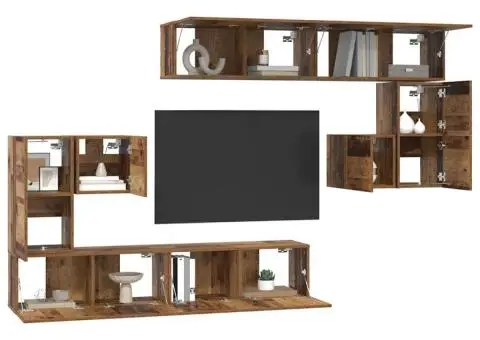 Set comodă TV 8 pcs Lemn vechi Mediu 30.5 x 30 x 30 cm - 3/5