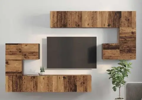 Set comodă TV 8 pcs Lemn vechi Mediu 30.5 x 30 x 30 cm - 4/5