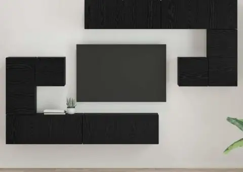 Set comodă TV cu depozitare cu ușă 8 pcs Stejar negru - 1/5