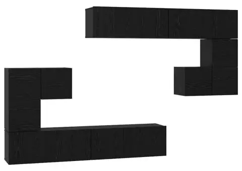 Set comodă TV cu depozitare cu ușă 8 pcs Stejar negru - 2/5