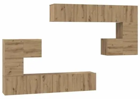 Set comodă TV cu depozitare cu ușă 8 pcs Stejar artisanal - 2/5