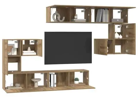 Set comodă TV cu depozitare cu ușă 8 pcs Stejar artisanal - 3/5