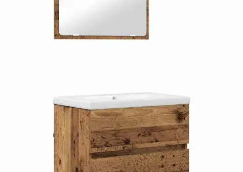 Set de mobilier pentru baie 3 pcs Lemn vechi 60 x 38.5 x 45 cm - 2/5