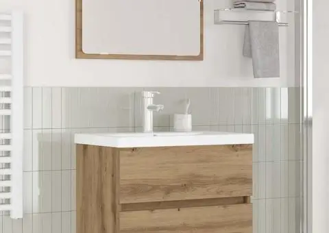 Set de mobilier pentru baie 3 pcs stejar artizanal - 1/5