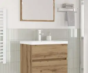 vidaXL Set de mobilier pentru baie 3 pcs stejar artizanal