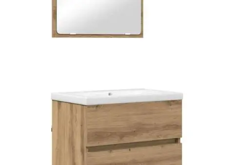 Set de mobilier pentru baie 3 pcs stejar artizanal - 2/5