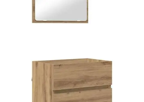 Set de mobilier pentru baie 3 pcs stejar artizanal - 5/5