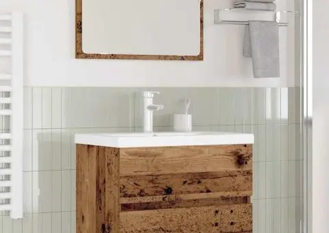 Set de mobilier pentru baie 3 pcs Lemn vechi 60 x 38.5 x 45 cm - 1/5