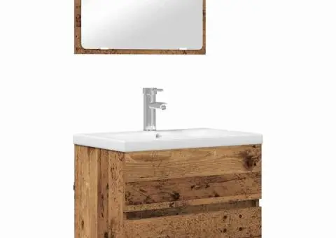 Set de mobilier pentru baie 3 pcs Lemn vechi 60 x 38.5 x 45 cm - 2/5