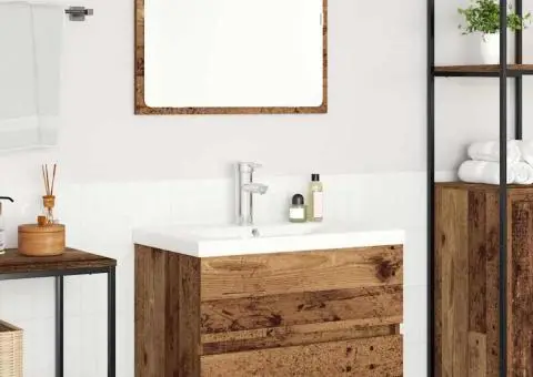 Set de mobilier pentru baie 3 pcs Lemn vechi 60 x 38.5 x 45 cm - 4/5