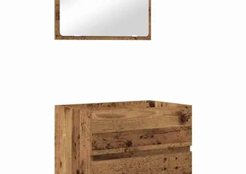 Set de mobilier pentru baie 3 pcs Lemn vechi 60 x 38.5 x 45 cm - 5/5