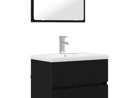 Set de mobilier pentru baie 3 pcs stejar artizanal - 2/5