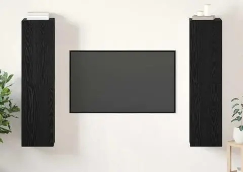 Set comodă TV cu raft Pe perete 4 pcs Stejar negru 30.5 x 30 x 60 cm - 1/5