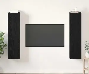 vidaXL Set comodă TV cu raft Pe perete 4 pcs Stejar negru 30.5 x 30 x 60 cm