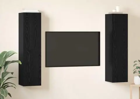 Set comodă TV cu raft Pe perete 4 pcs Stejar negru 30.5 x 30 x 60 cm - 4/5