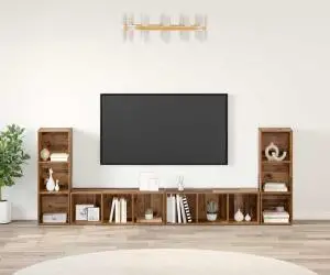 vidaXL Cabinet TV 4 pcs Lemn vechi 37 x 35 x 107.5 cm Lemn stratificat