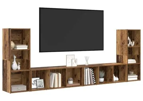 Cabinet TV 4 pcs Lemn vechi 37 x 35 x 107.5 cm Lemn stratificat - 3/5