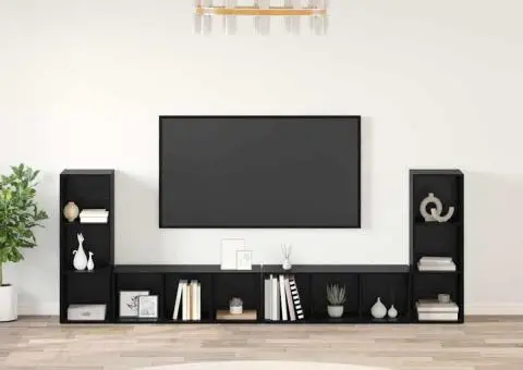 Cabinet TV cu raft cu depozitare 4 pcs Stejar negru 37 x 35 x 107.5 cm - 1/5